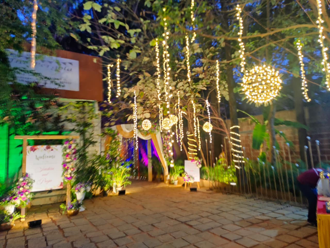 Luxury floral stage inside Pergola ballroom.
