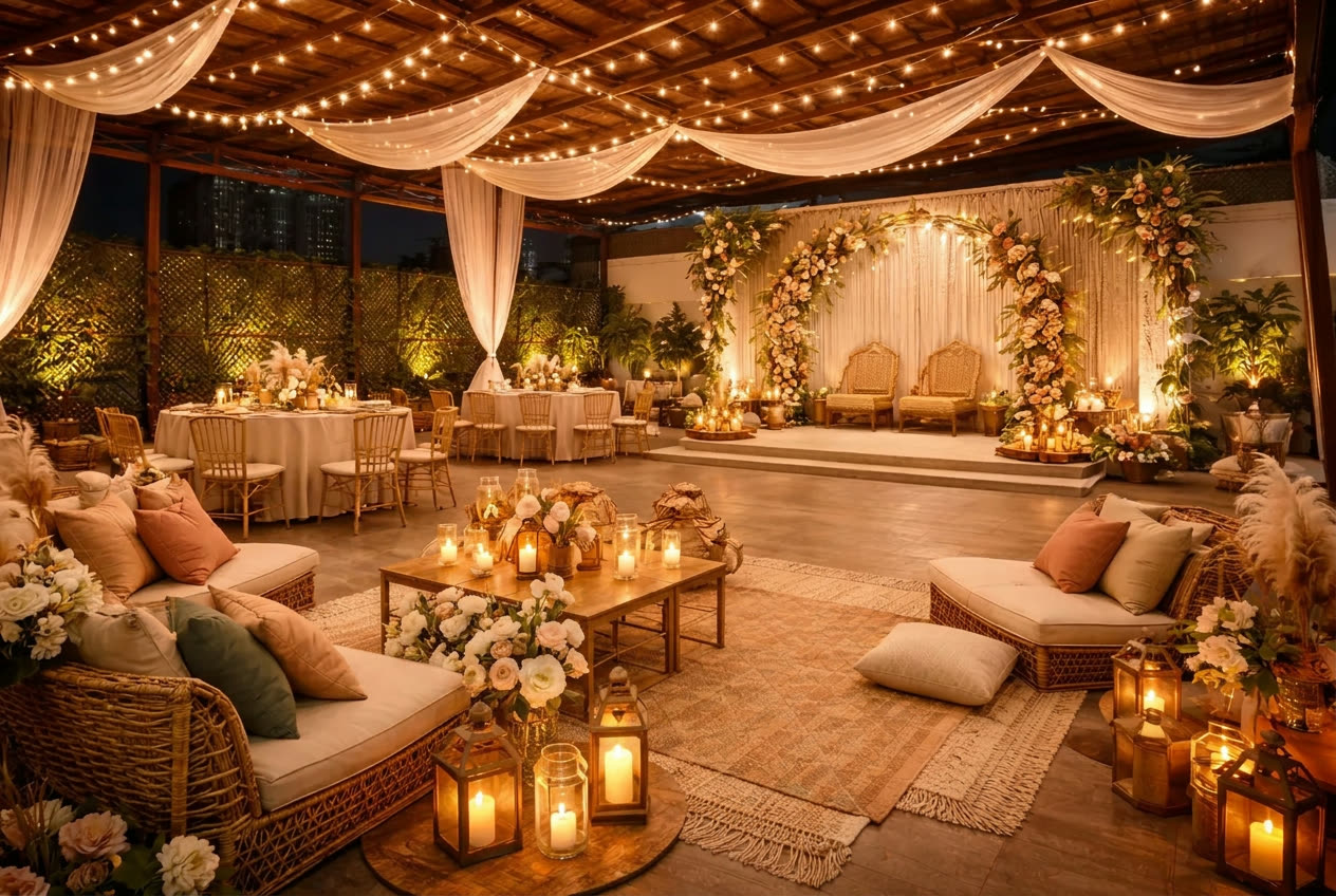 Candlelit rooftop lounge at Pergola